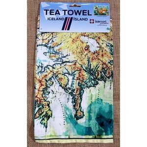 New Icemart Iceland Island Tea Towel Old World Map Scandinavian Nordic Retro